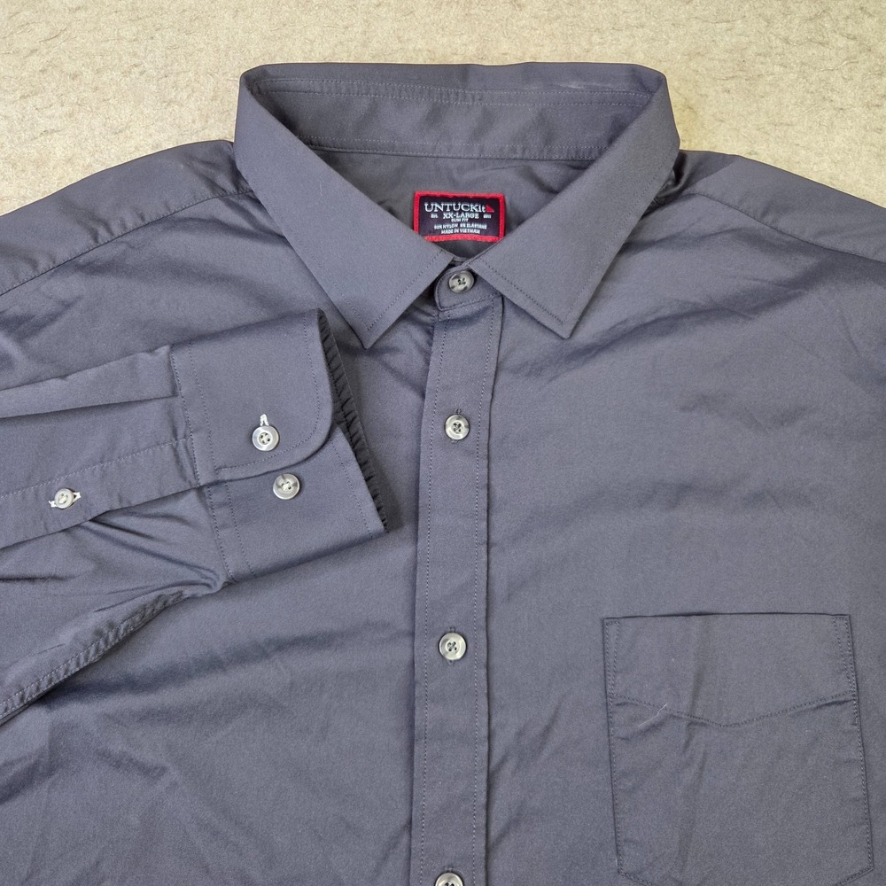 Untuckit Shirt Mens 2XL Black Long Sleeve Button Up Performance Nylon